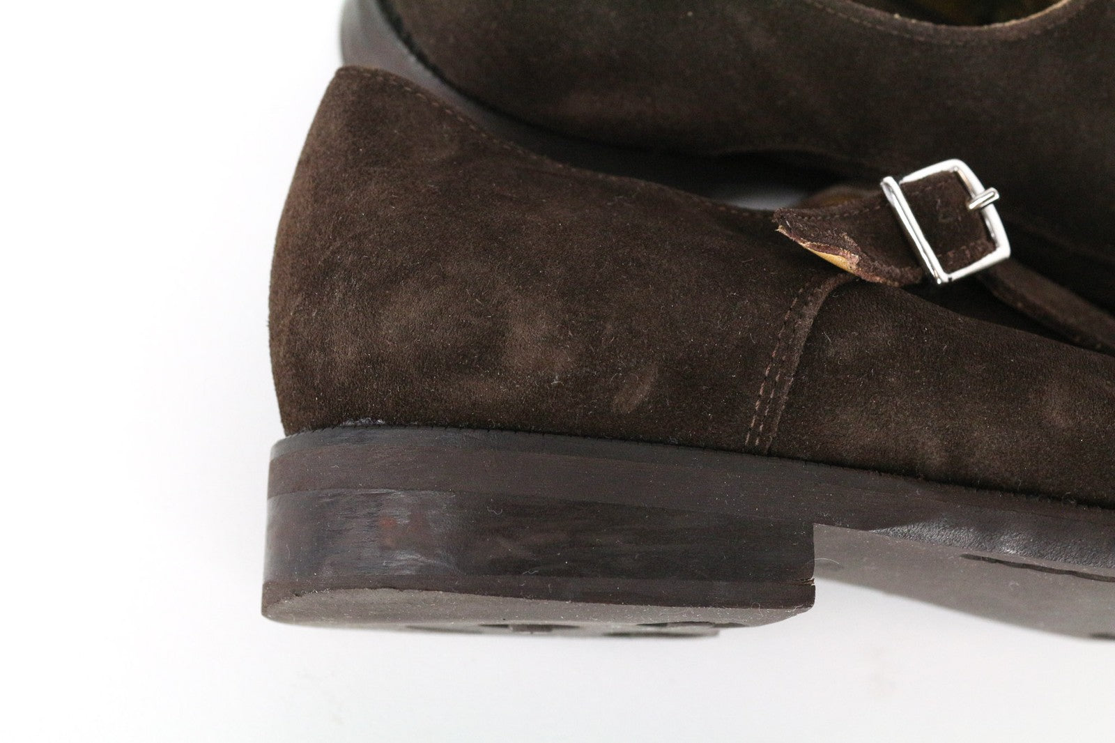 SUITSUPPLY vyriški rudi EU40 zomšiniai veršiuko odos bateliai su dvigubomis vienuolio dirželiais 