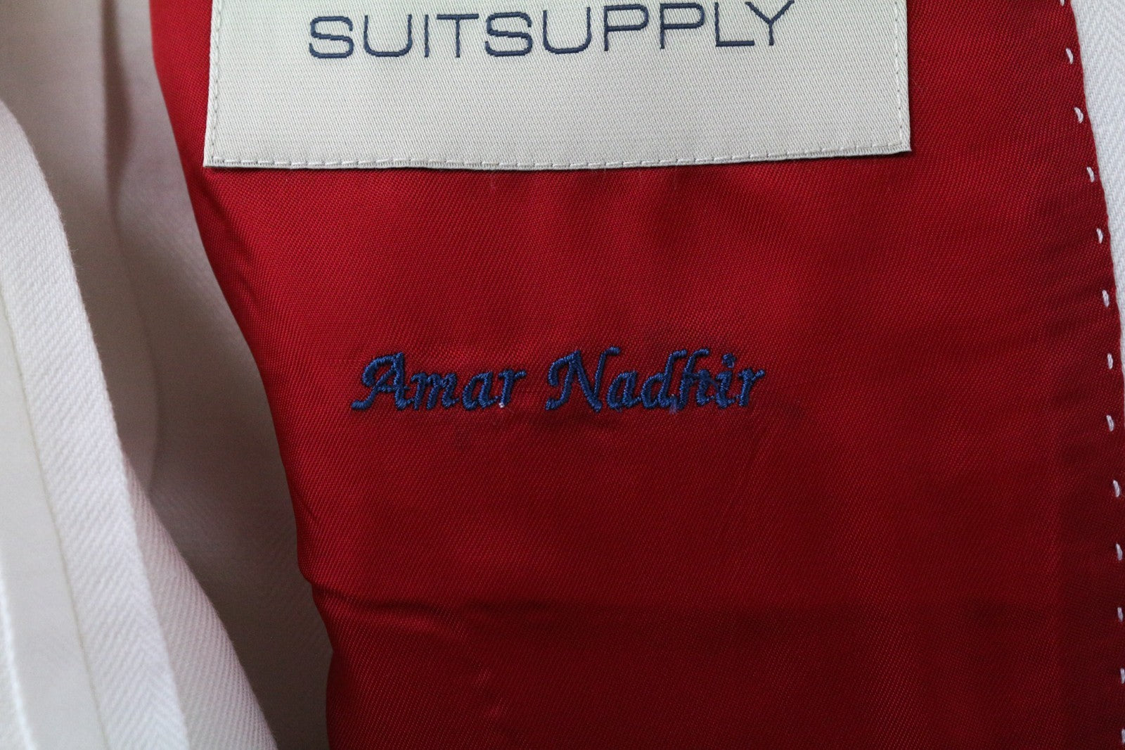 SUITSUPPLY La Spalla Men's UK36S Off-White Linen Cotton Peak Lapel Classic Fit