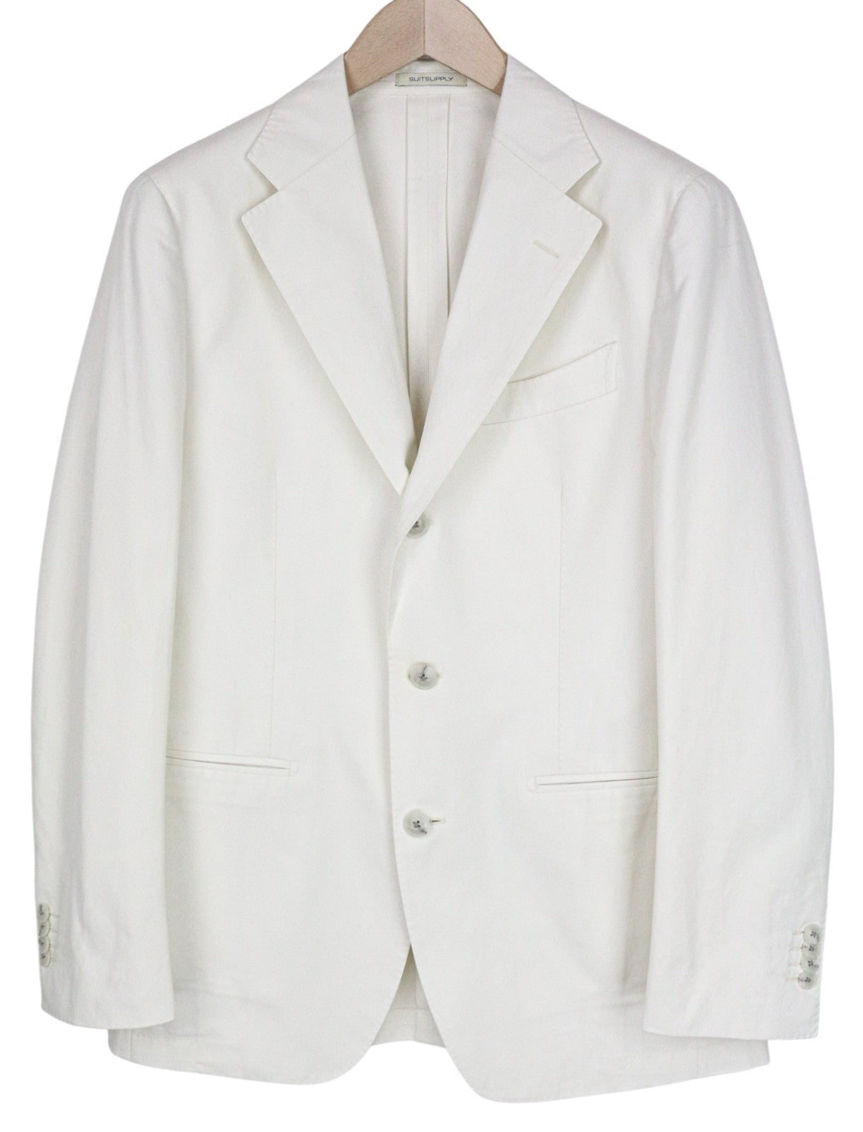 SUITSUPPLY Havana Men's UK38R Off-White Slim Cotton Single Breasted 2Pc Blazer