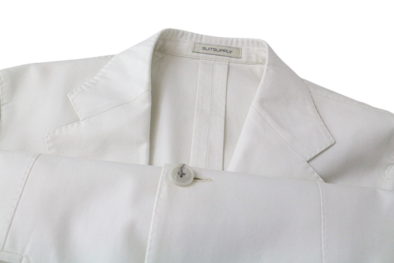 SUITSUPPLY Havana Men's UK38R Off-White Slim Cotton Single Breasted 2Pc Blazer