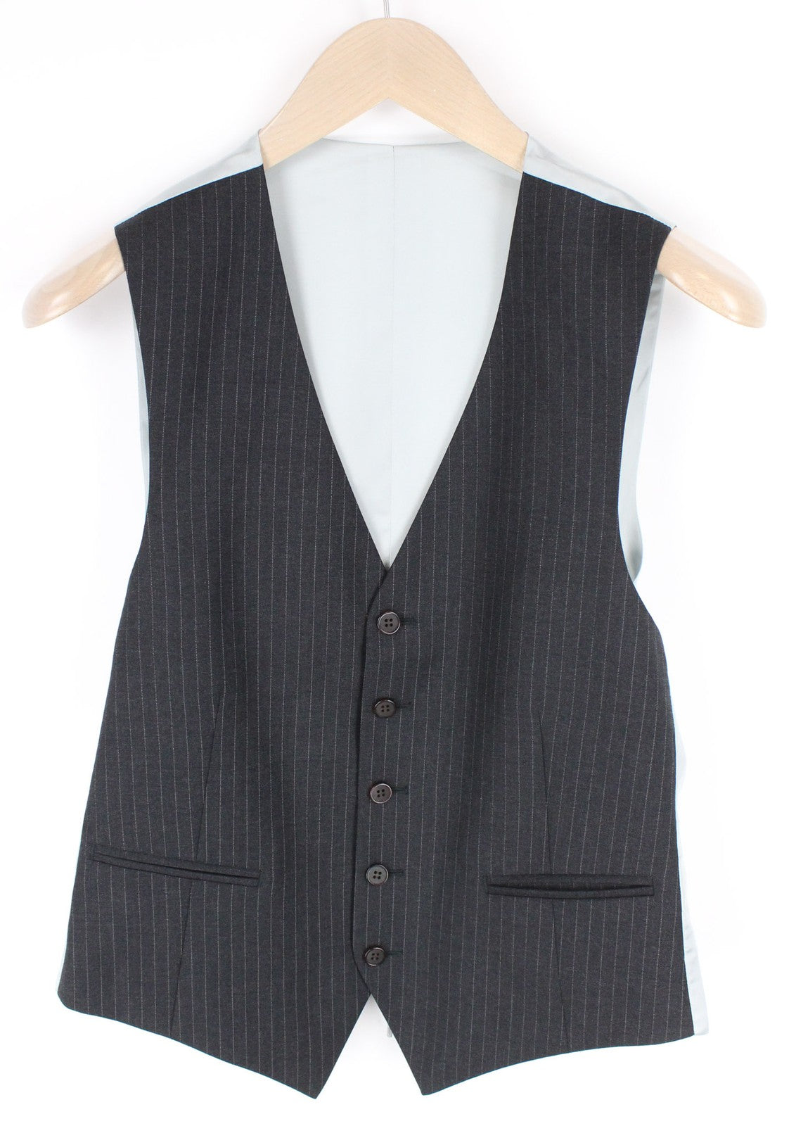 SUITSUPPLY Lazio vyriškas pilkas vilnonis plonas dviejų dalių kostiumas, UK36S, su derančia liemene 