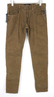 REPLAY Anbass Men's W32/L34 Brown Slim Fit Cotton Stretch Trousers