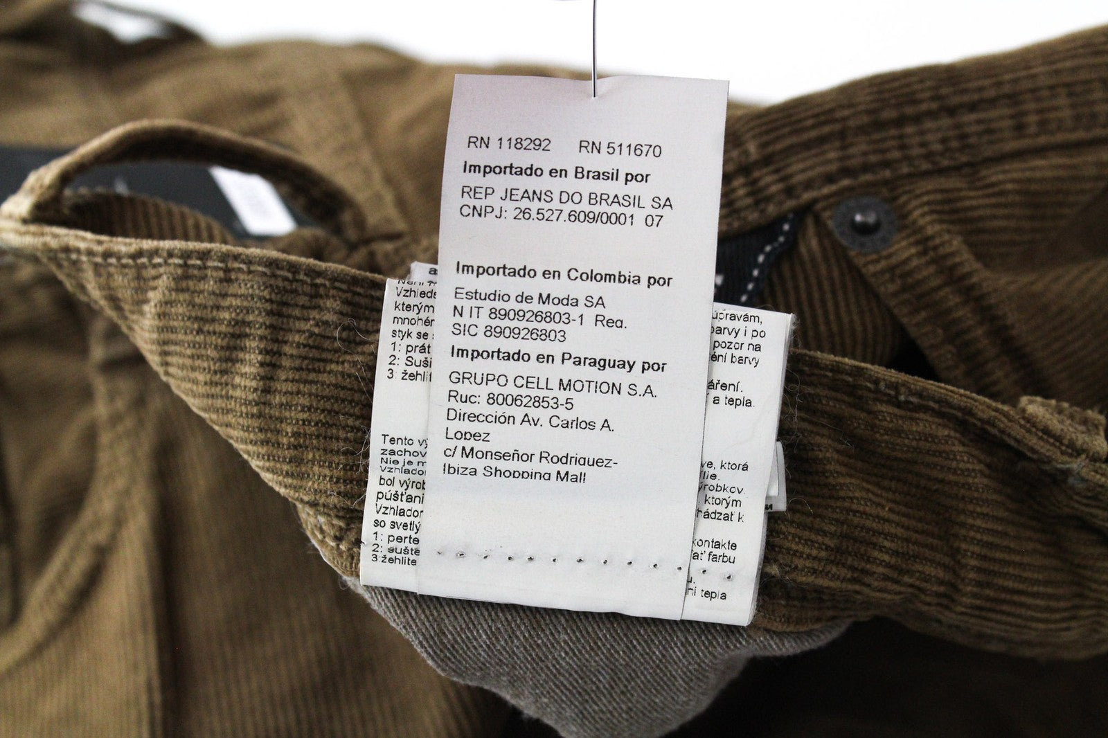 REPLAY Anbass Men's W32/L34 Brown Slim Fit Cotton Stretch Trousers