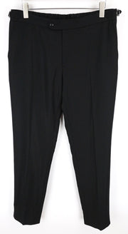 SUITSUPPLY Soho Men's UK42R Black Pleated Wool Stretch Side Adjusters Trousers