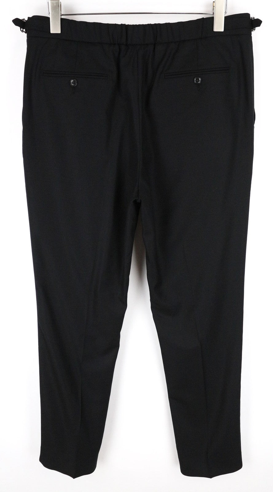 SUITSUPPLY Soho Men's UK42R Black Pleated Wool Stretch Side Adjusters Trousers