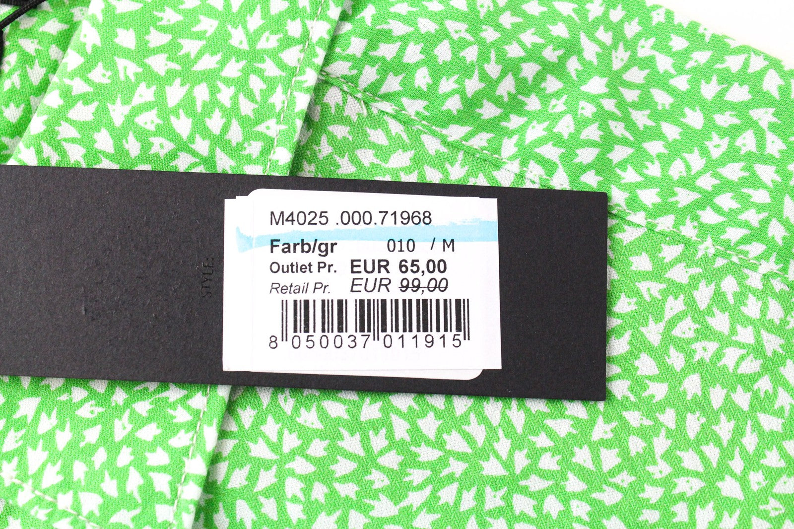 REPLAY vyriški M dydžio žali raštuoti marškinėliai ilgomis rankovėmis su sagomis ir įprasto kirpimo marškinėliai