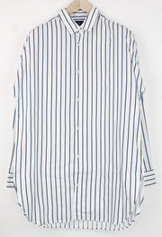 SCOTCH & SODA Ams Couture Men's L White Cotton Striped Pattern Long Fit Shirt