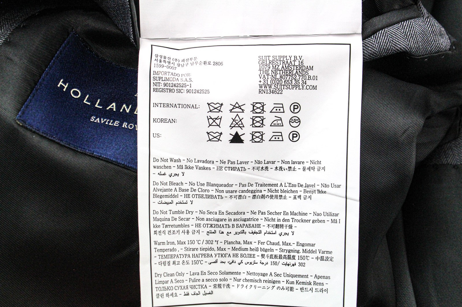 SUITSUPPLY La Spalla vyriškas pilkas vilnonis pamušalas, vienaeilis švarkas, UK48L 