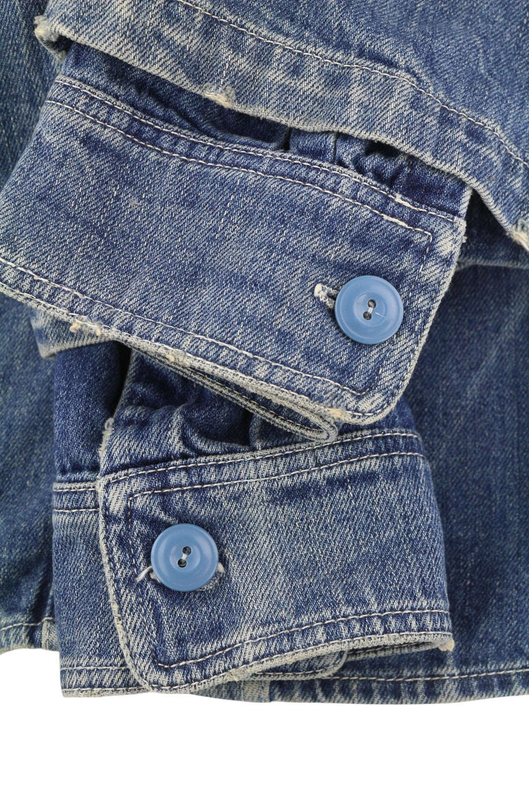 R13 Didelio dydžio dvigubo sluoksnio marškinėliai moterims, striukė M Kellen sagomis užsegama išblukusi mėlyna 