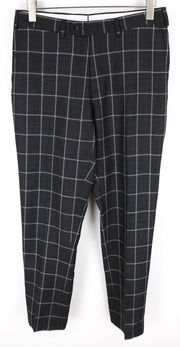 SUITSUPPLY Brescia vyriškos pilkos languotos vilnos, šilko, lininės kelnės, UK38S, klostuotos 