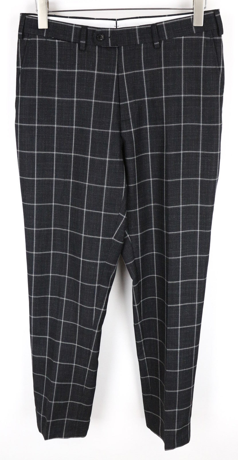 SUITSUPPLY Brescia vyriškos pilkos languotos vilnos, šilko, lininės kelnės, UK38S, klostuotos 