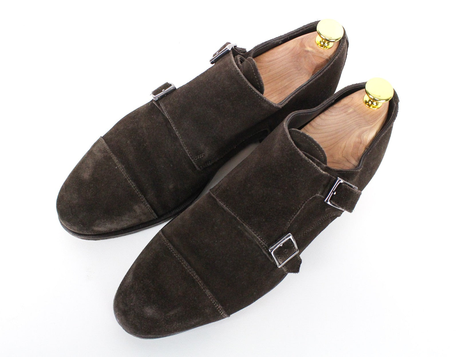 SUITSUPPLY Men's EU39.5 Brown Suede Leather Double-Buckle Formal Shoes