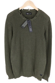 REPLAY vyriškas 2XL žalias medvilninis megztinis ilgomis rankovėmis 