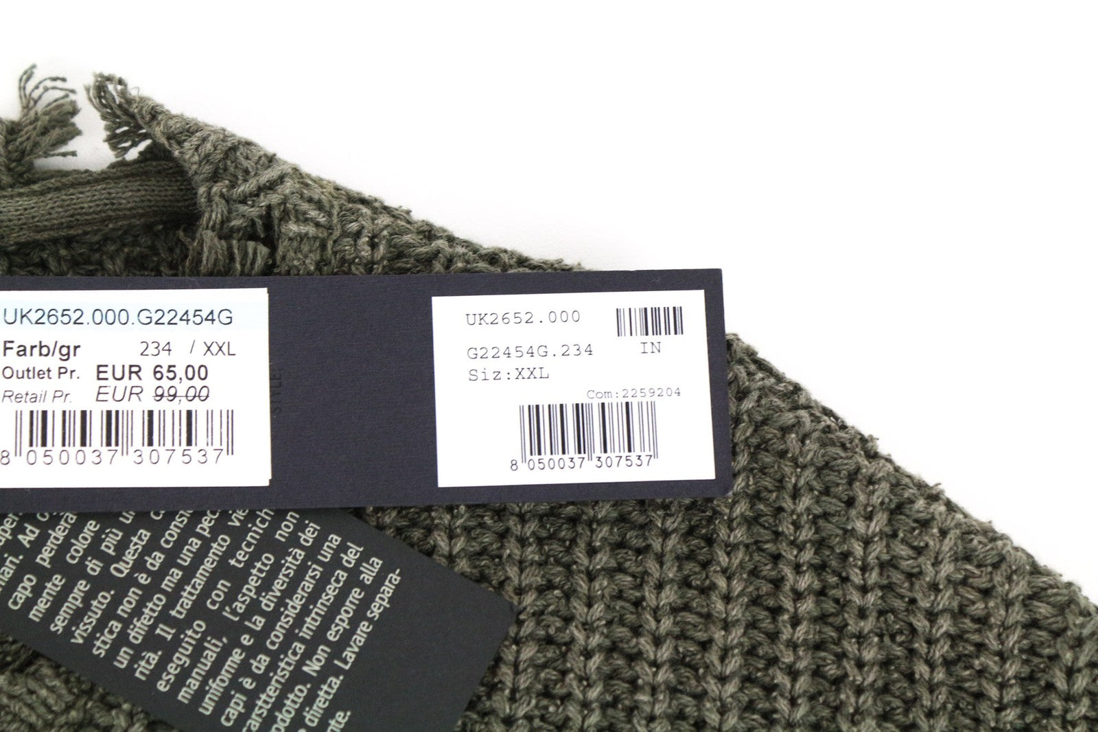 REPLAY vyriškas 2XL žalias medvilninis megztinis ilgomis rankovėmis 