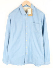 SCOTCH &amp; SODA Ams Blauw vyriški mėlyni medvilniniai ilgomis rankovėmis laisvalaikio marškiniai su kišenėmis 2XL dydžio 