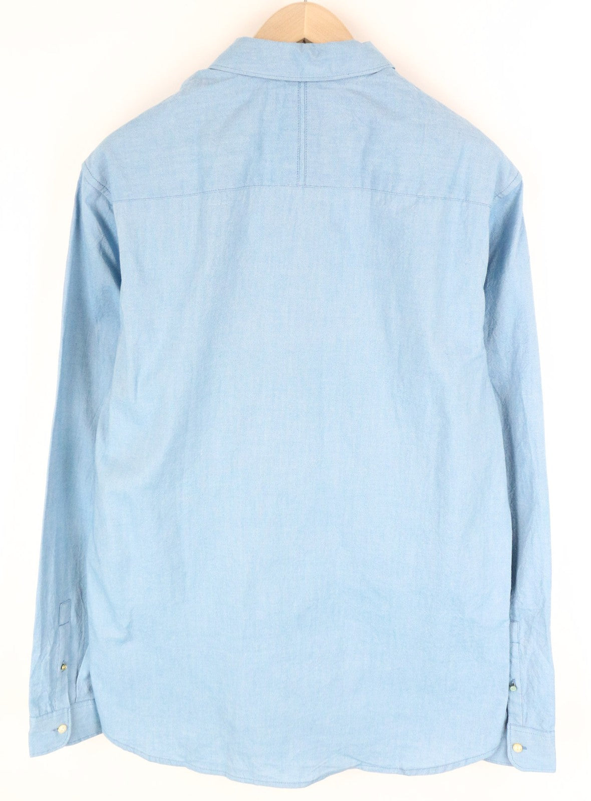 SCOTCH &amp; SODA Ams Blauw vyriški mėlyni medvilniniai ilgomis rankovėmis laisvalaikio marškiniai su kišenėmis 2XL dydžio 