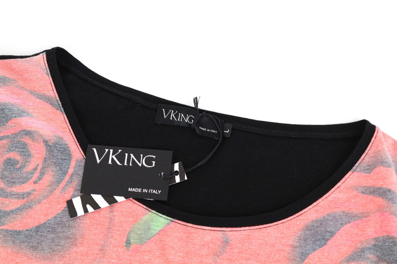 VKING Men's L Red Cotton Blend Rose Graphic Short Sleeve T-Shirt Pullover