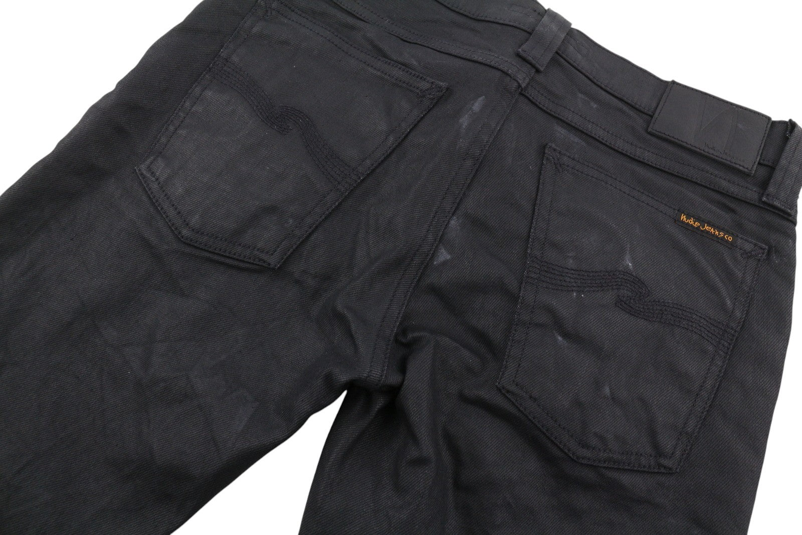 NUDIE JEANS Tight Long John Men Jeans W28/L30 Throb Black Organic Coated Slim