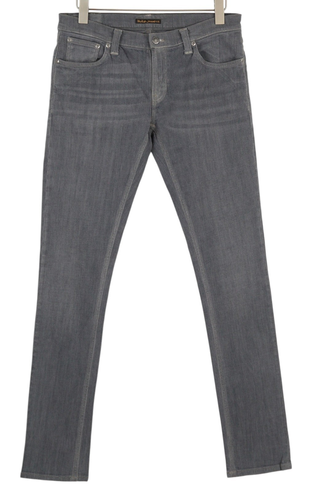 NUDIE JEANS Tight Long John Men Jeans W32/L34 Organic Charcoal Grey Faded Denim