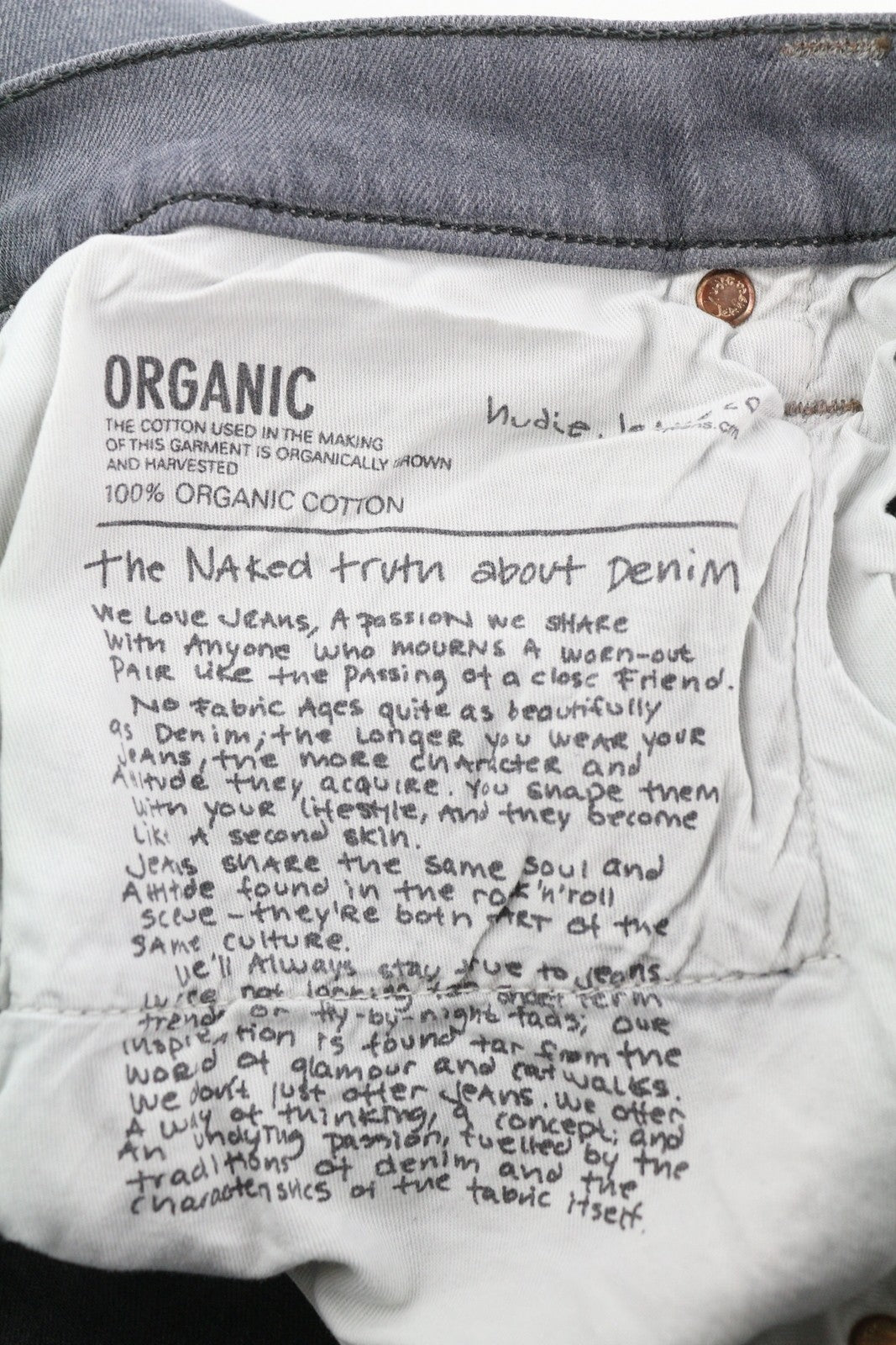 NUDIE JEANS Tight Long John Men Jeans W32/L34 Organic Charcoal Grey Faded Denim