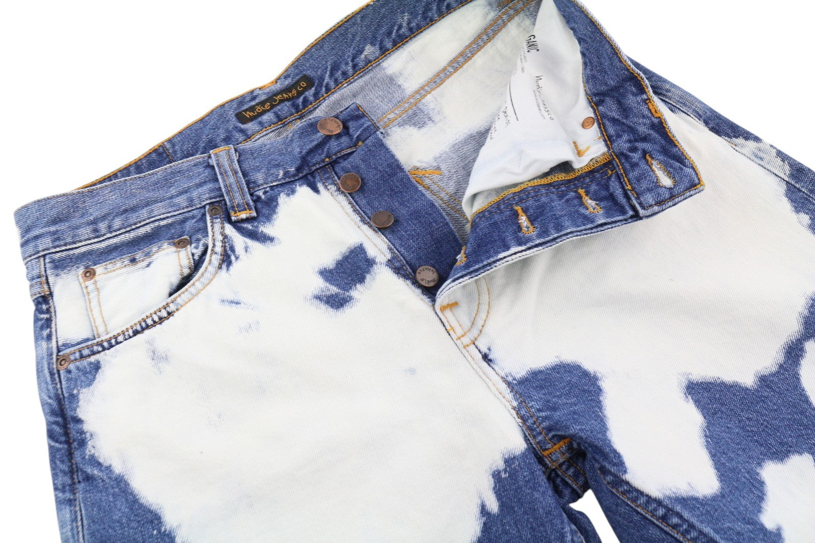 NUDIE JEANS Steady Eddie II Men Jeans W30/L32 Tie Dye Slim Fit Button Fly Denim