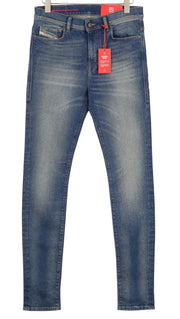 DIESEL 1983 09D82 vyriški džinsai W32/L34 mėlyni, išblukę, aptempti, aukštu juosmeniu. 