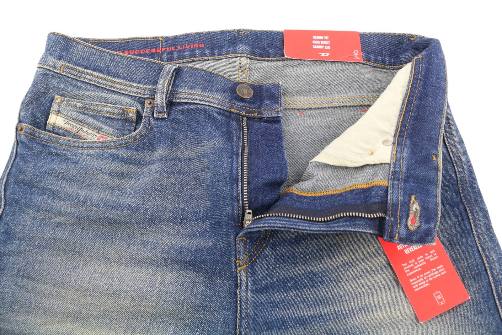 DIESEL 1983 09D82 vyriški džinsai W32/L34 mėlyni, išblukę, aptempti, aukštu juosmeniu. 