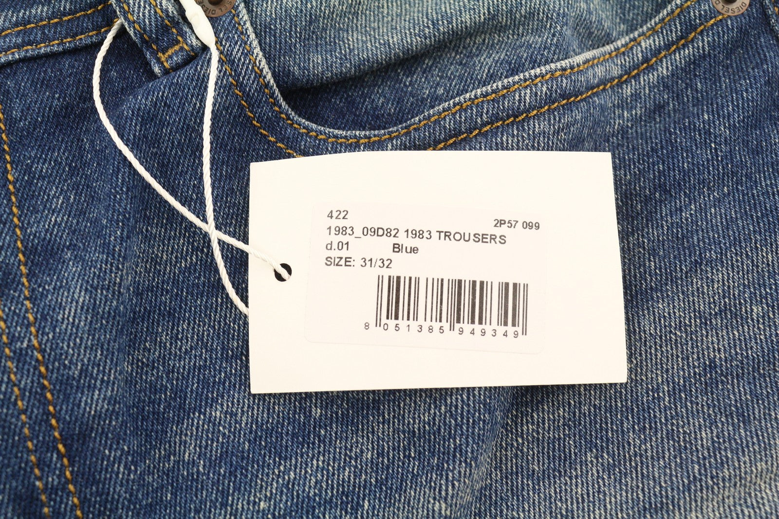 DIESEL 1983 09D82 vyriški džinsai W31/L32 mėlyni, išblukę, aptempti, aukštu juosmeniu. 