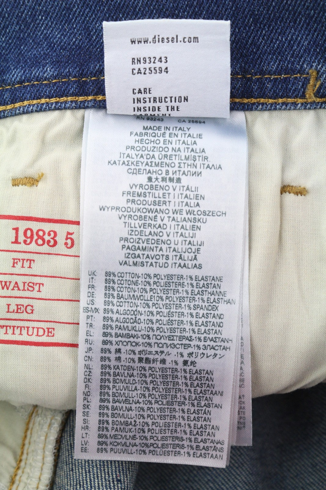 DIESEL 1983 09D82 vyriški džinsai W31/L32 mėlyni, išblukę, aptempti, aukštu juosmeniu. 