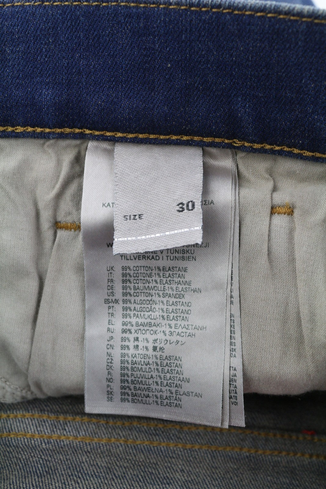 DIESEL 2019 D-Strukt 09C73 vyriški džinsai W30/L34 mėlyni, išblukinti, skalbti, ploni, su užtrauktuku 