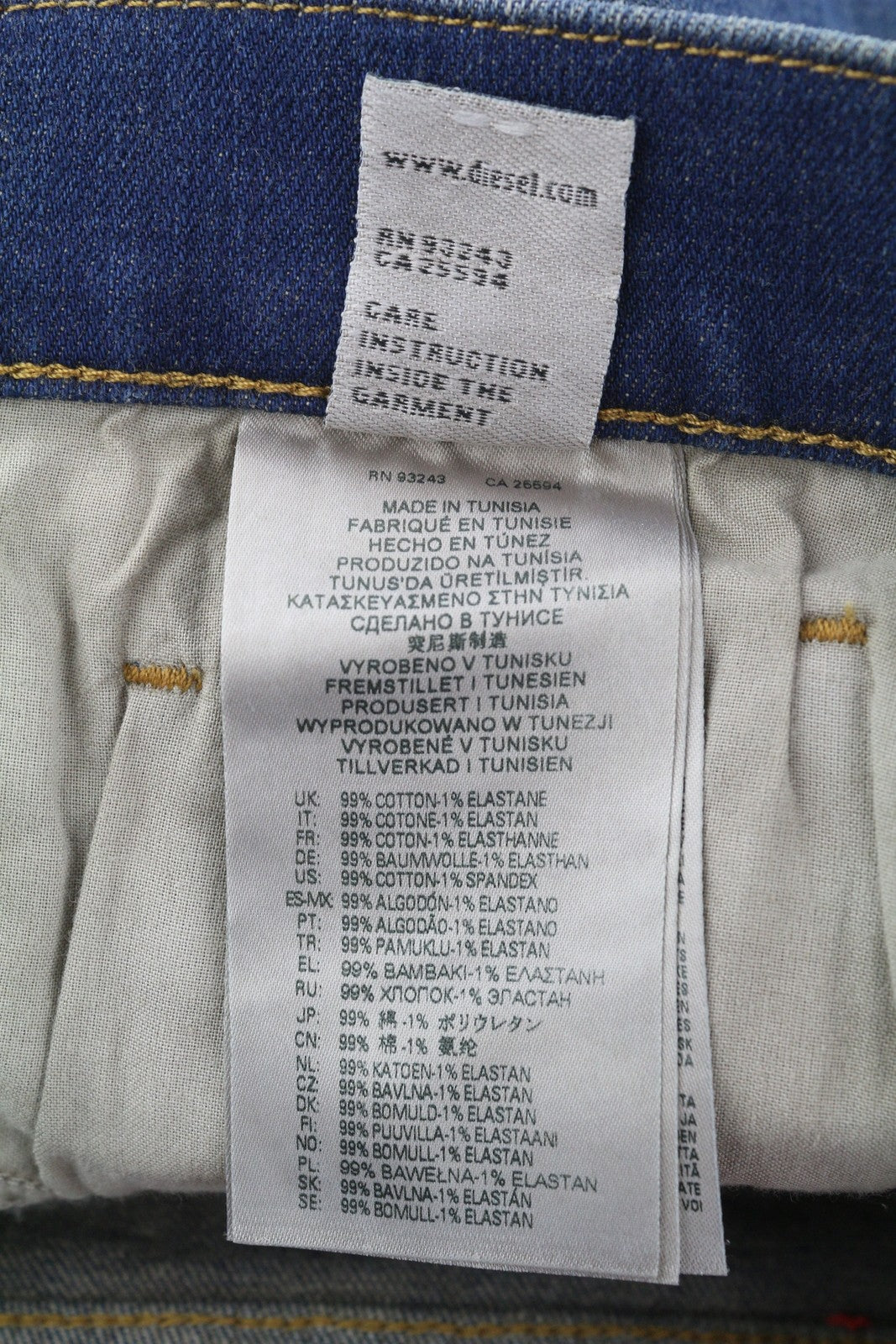 DIESEL 2019 D-Strukt 09C73 vyriški džinsai W30/L34 mėlyni, išblukinti, skalbti, ploni, su užtrauktuku 