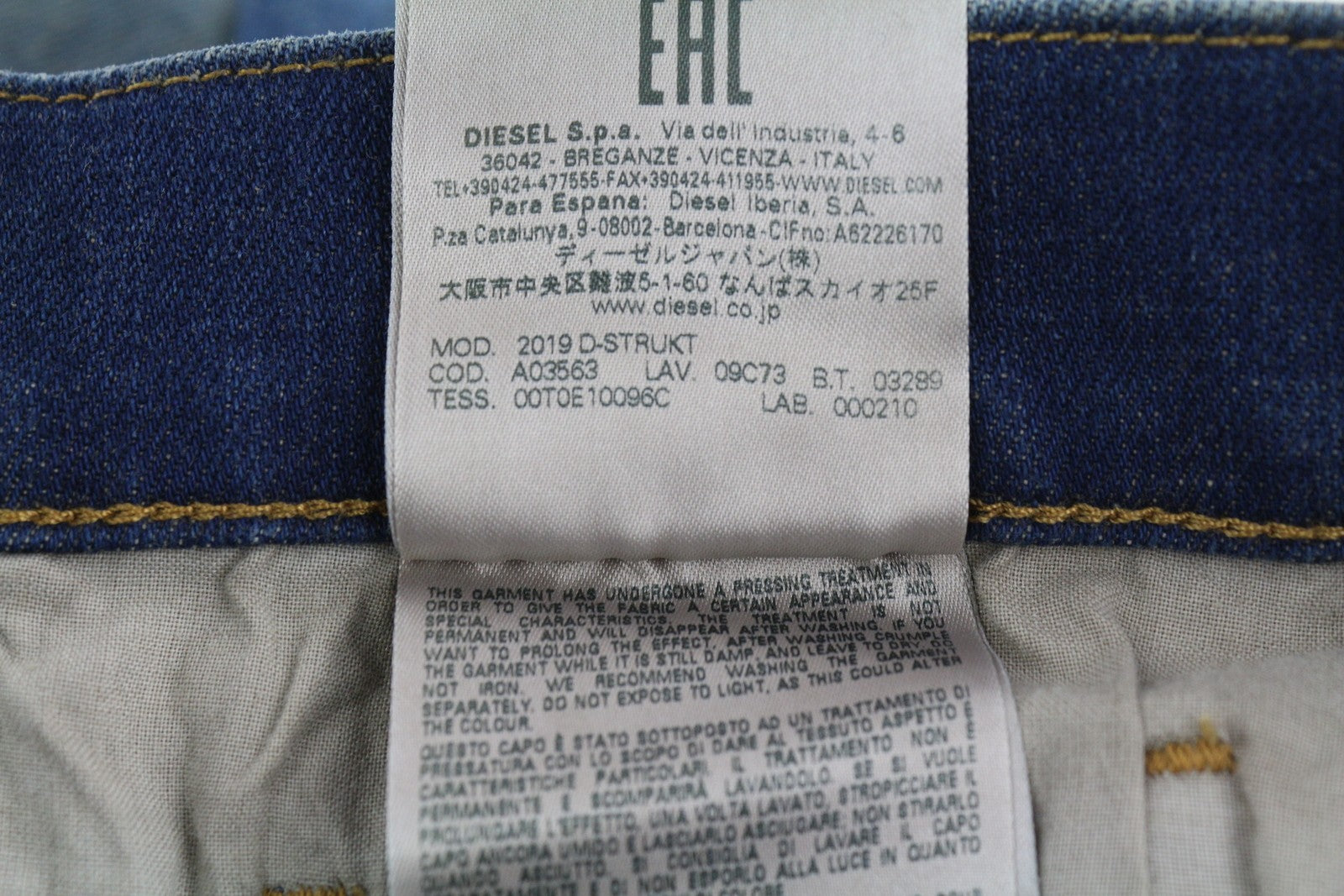 DIESEL 2019 D-Strukt 09C73 vyriški džinsai W30/L34 mėlyni, išblukinti, skalbti, ploni, su užtrauktuku 