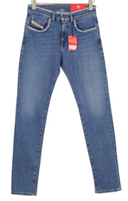 DIESEL 2019 D-Strukt-Sp 09E19 vyriški džinsai W28/L32 mėlyni, išblukinti, skalbti, ploni, su užtrauktuku 