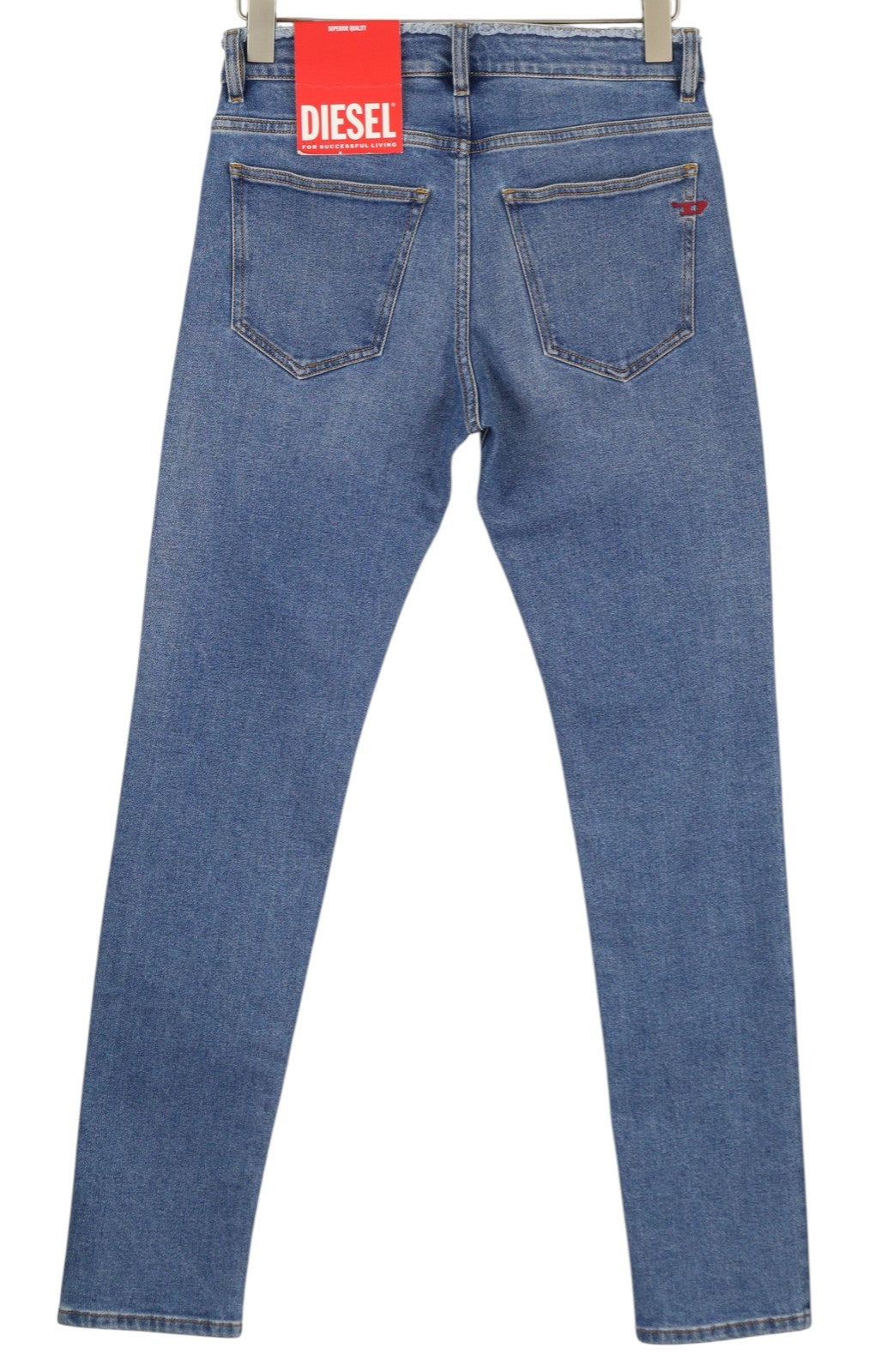 DIESEL 2019 D-Strukt-Sp 09E19 vyriški džinsai W28/L32 mėlyni, išblukinti, skalbti, ploni, su užtrauktuku 