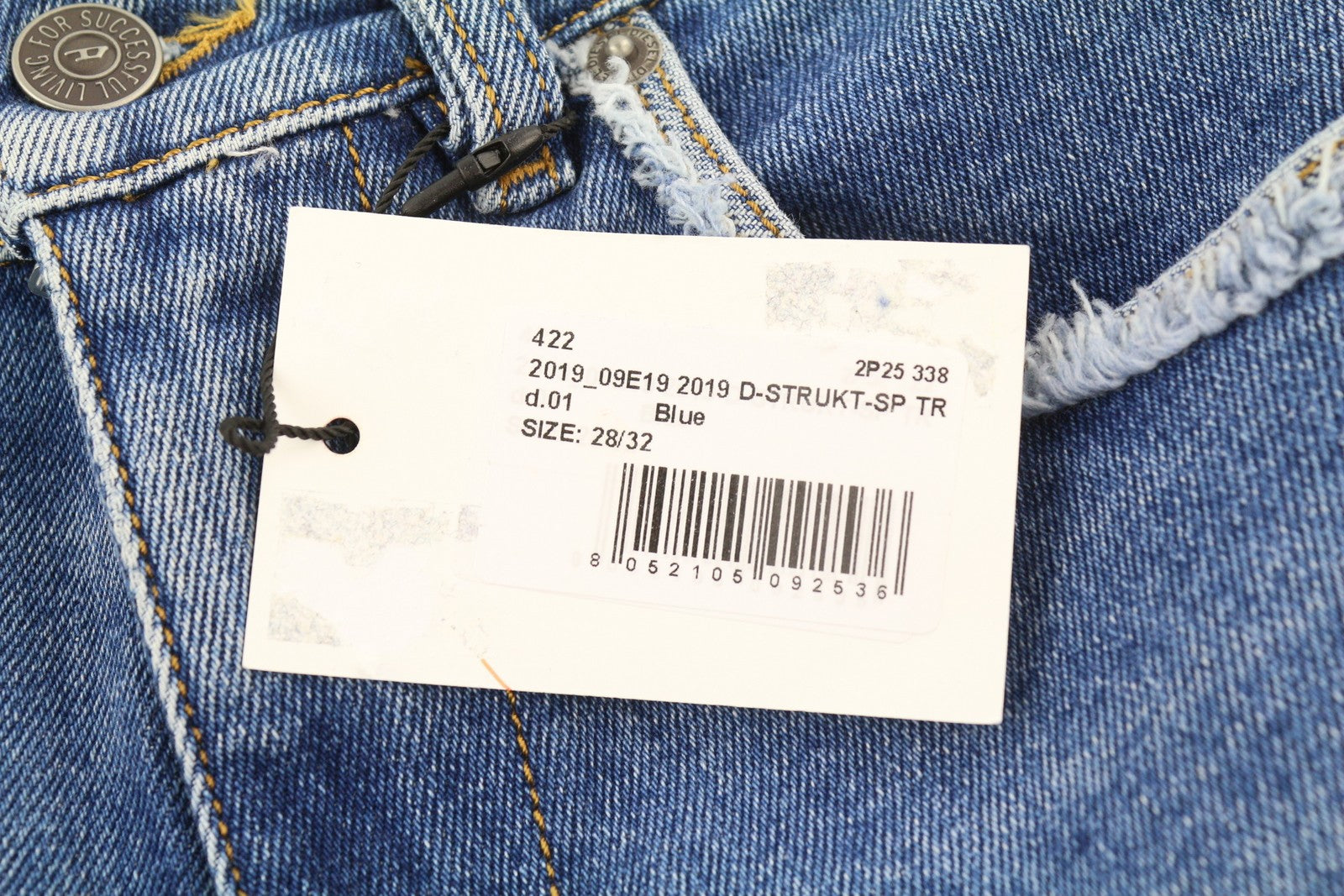 DIESEL 2019 D-Strukt-Sp 09E19 vyriški džinsai W28/L32 mėlyni, išblukinti, skalbti, ploni, su užtrauktuku 