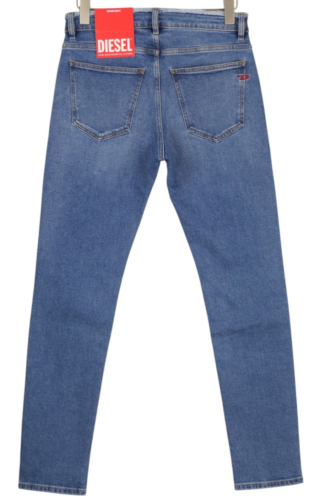 DIESEL 2019 D-Strukt-Sp 09E19 vyriški džinsai W30/L32 mėlyni, išblukinti, skalbti, ploni, su užtrauktuku 