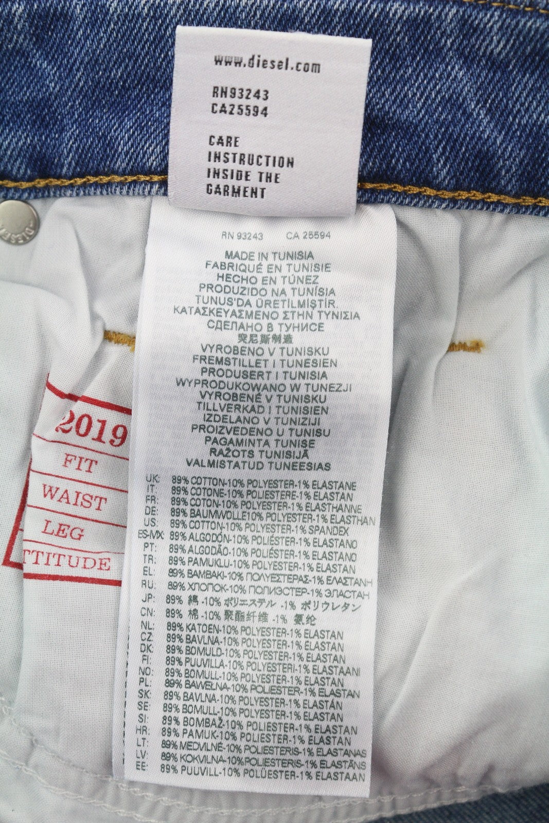 DIESEL 2019 D-Strukt-Sp 09E19 vyriški džinsai W30/L32 mėlyni, išblukinti, skalbti, ploni, su užtrauktuku 