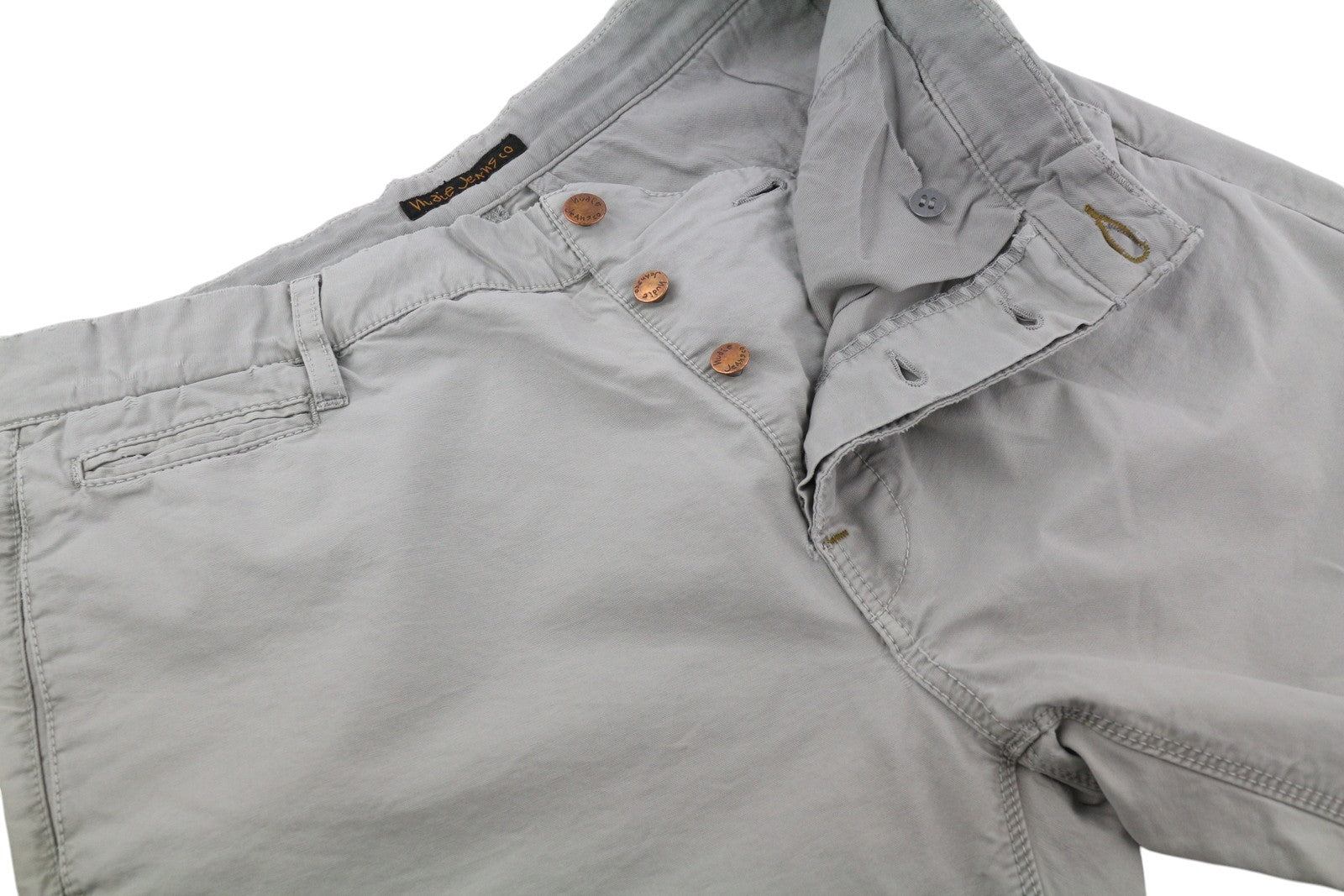 NUDIE JEANS Khaki spalvos įprastos vyriškos kelnės W32/L34 Organic Moon Dust Distress Casual 