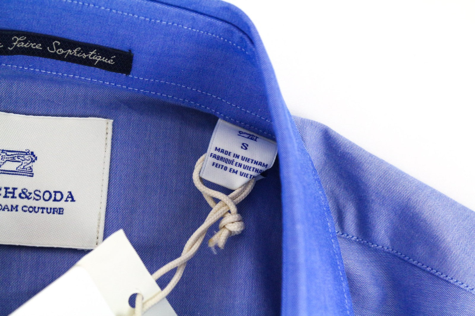 SCOTCH &amp; SODA vyriški šviesiai mėlyni, ploni, melanžo spalvos, grynos medvilnės marškiniai S dydžio