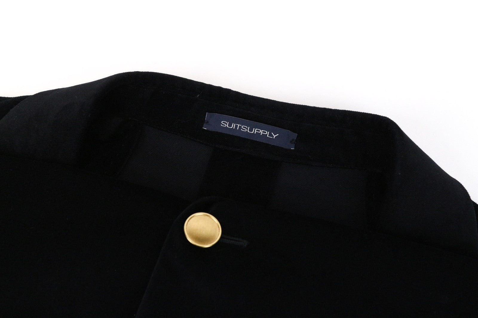 SUITSUPPLY La Spalla Men's UK48R Black Cotton Stretch Unlined Velvet Blazer