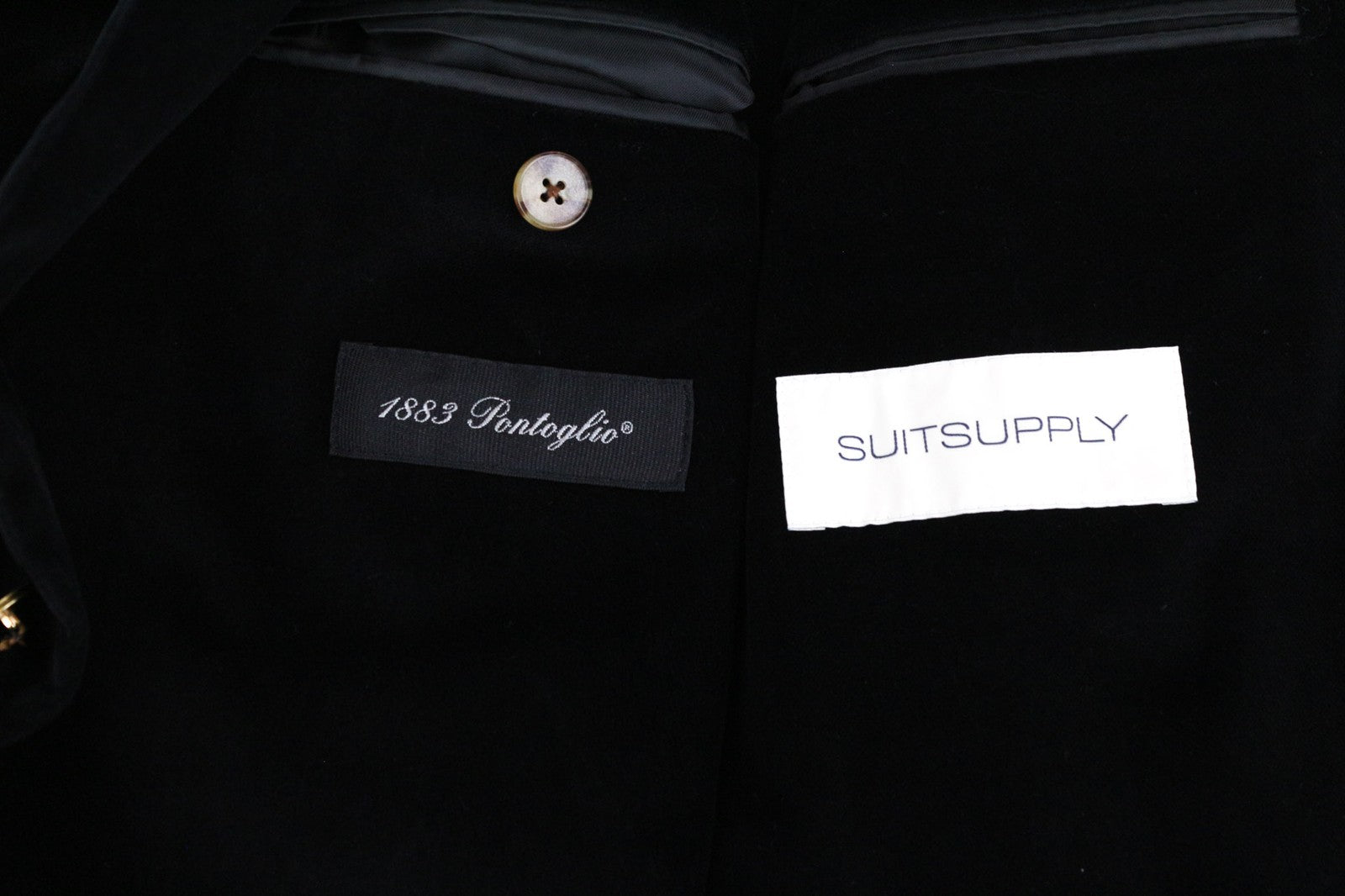 SUITSUPPLY La Spalla Men's UK48R Black Cotton Stretch Unlined Velvet Blazer