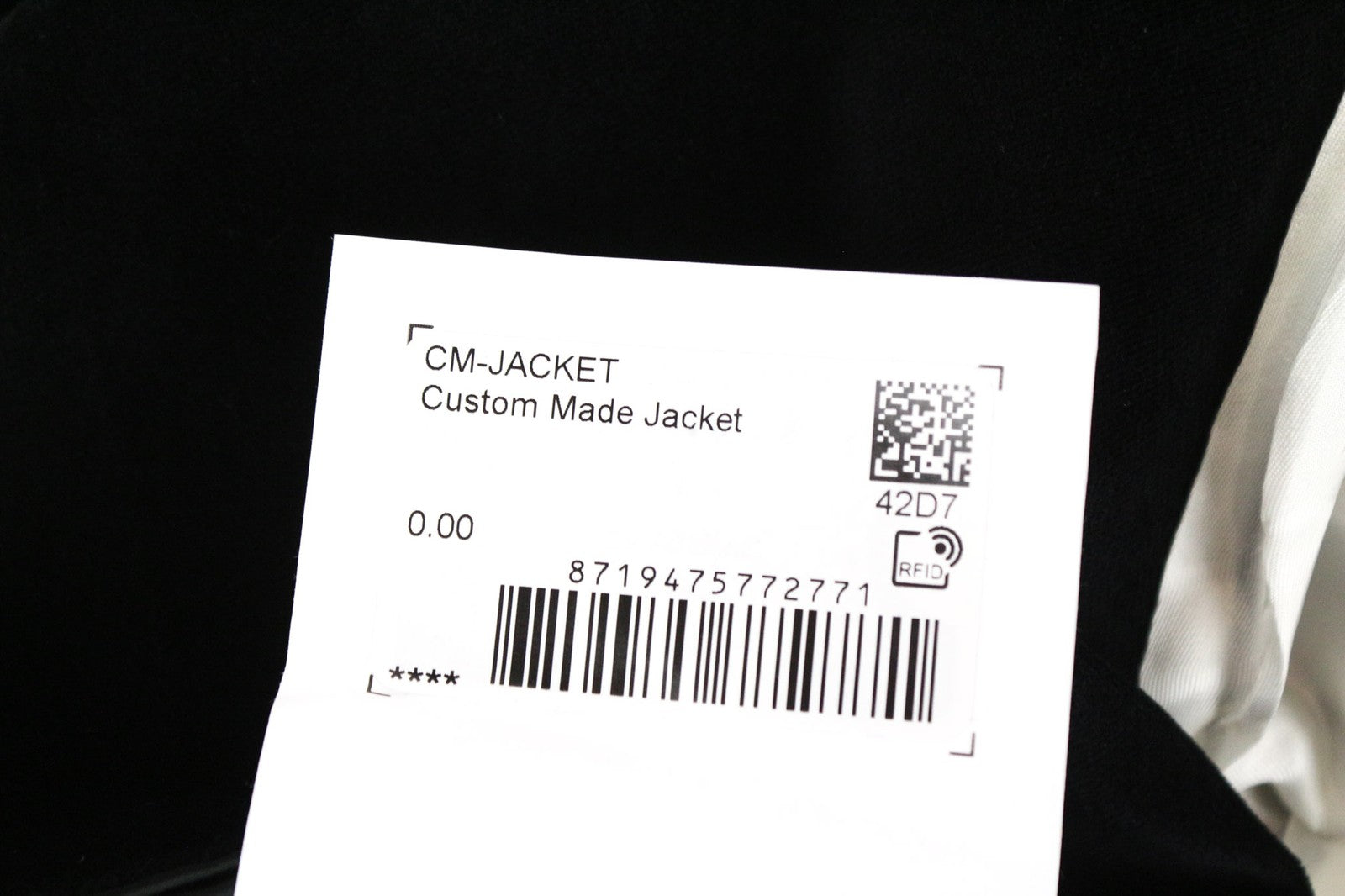 SUITSUPPLY La Spalla Men's UK48R Black Cotton Stretch Unlined Velvet Blazer