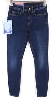 ACNE STUDIOS Climb Women's W23/L32 Dark Blue Skinny Bla Konst Zip Stretch Jeans