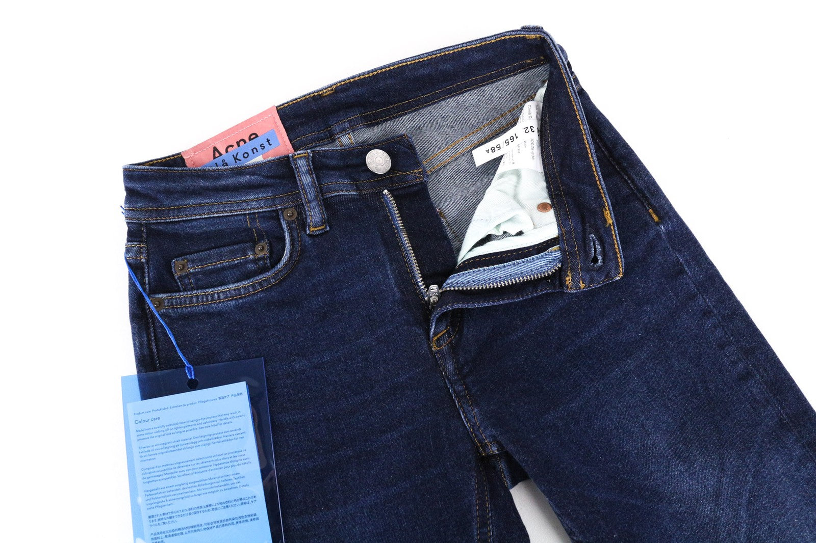 ACNE STUDIOS Climb Women's W23/L32 Dark Blue Skinny Bla Konst Zip Stretch Jeans