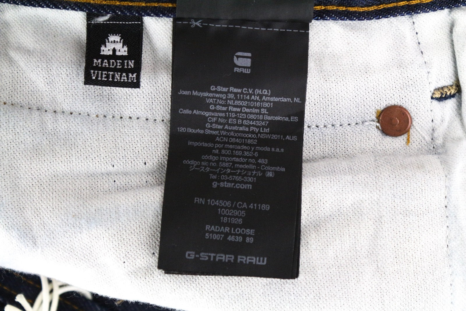 G-STAR Radar Men's W27/L34 Dark Aged Blue Loose Hydrite Non-Stretch Jeans