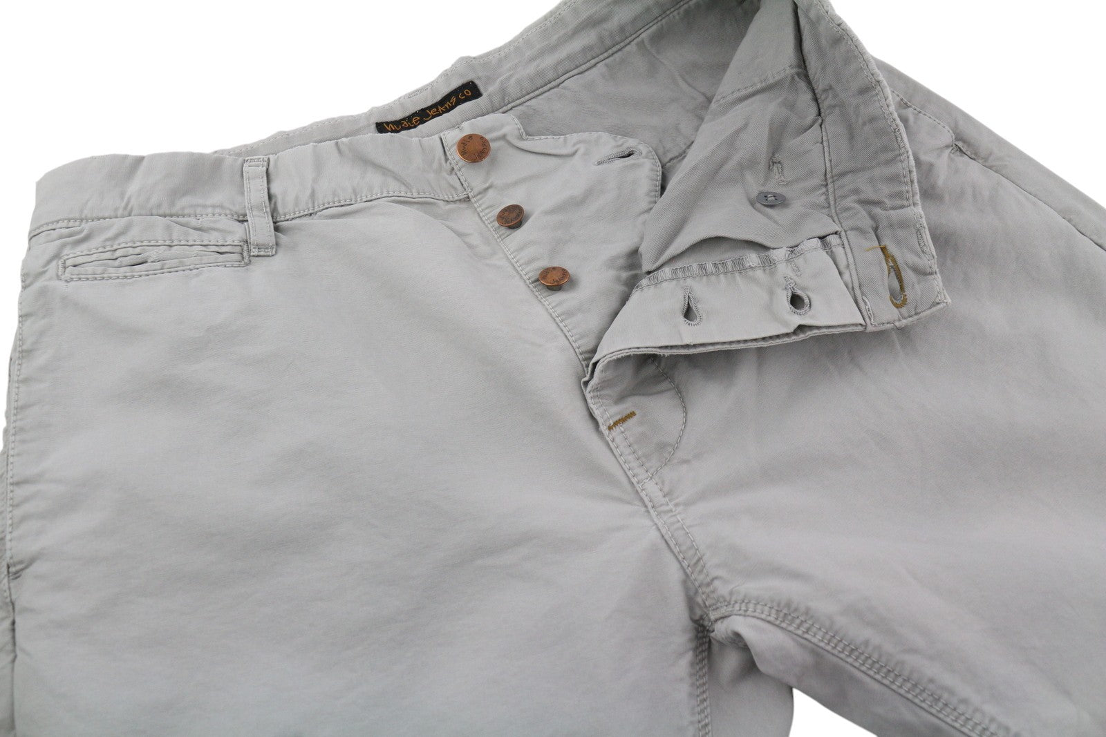 NUDIE JEANS Khaki spalvos įprastos vyriškos kelnės W32/L34 Organic Moon Dust Ripped Chino 