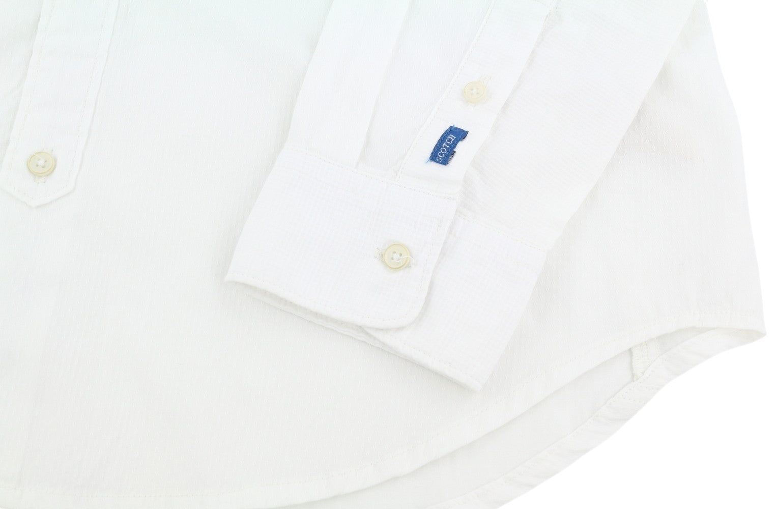 SCOTCH &amp; SODA vyriški marškinėliai ~L ilgi balti sagomis užsegami, išplatinta apykaklė, kišenės uždėtinės, logotipas 