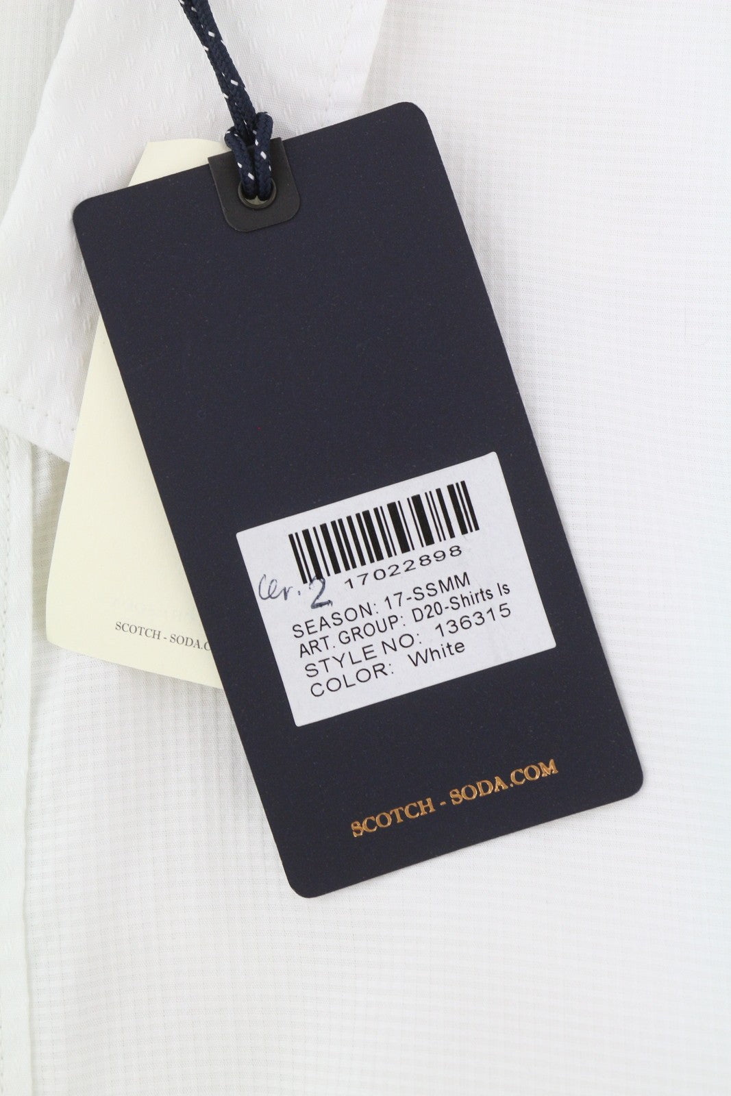 SCOTCH &amp; SODA vyriški marškinėliai ~L ilgi balti sagomis užsegami, išplatinta apykaklė, kišenės uždėtinės, logotipas 