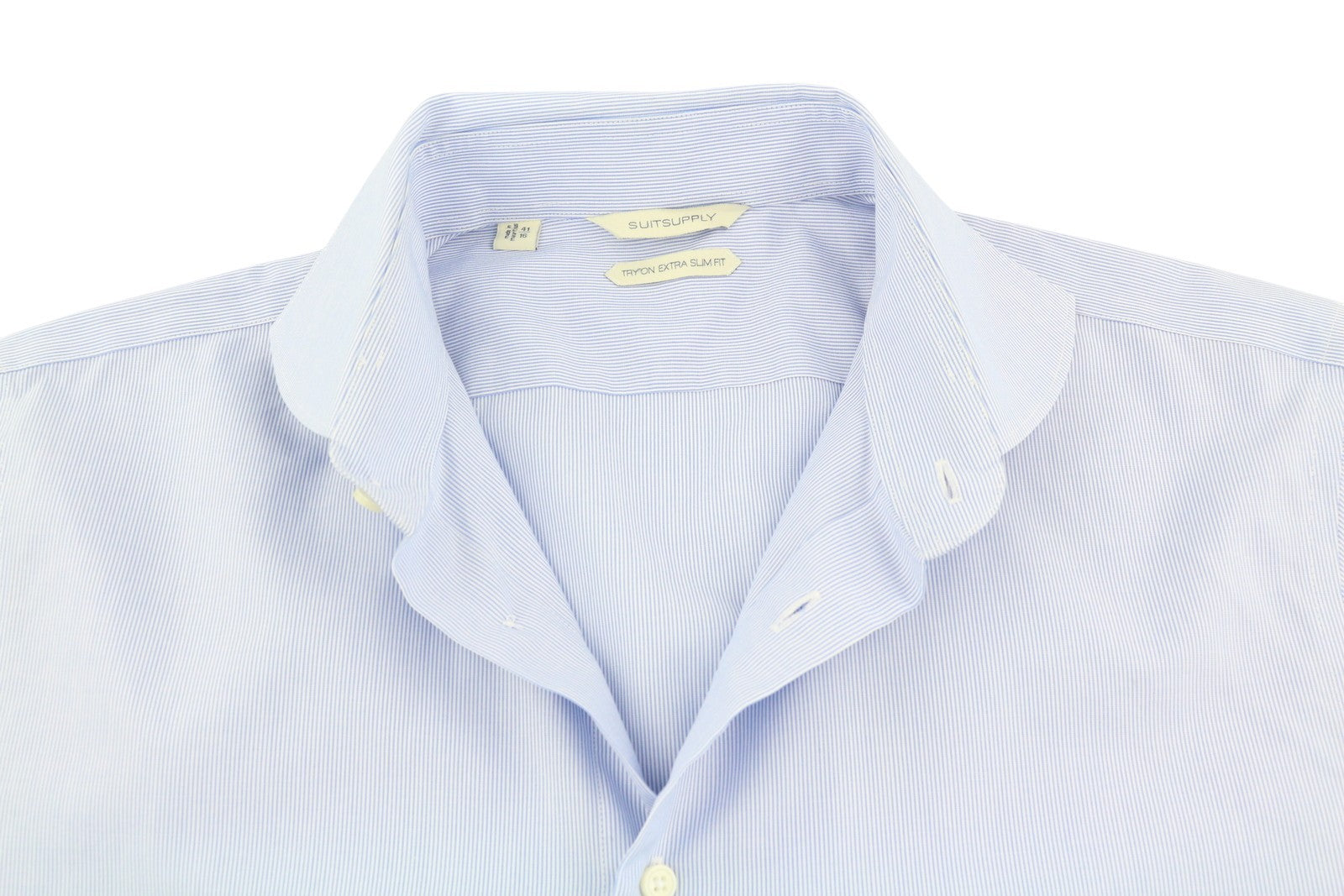 SUITSUPPLY Try On Extra Slim Fit Men Formal Shirt 41 / 16 Blue Pinstriped Button