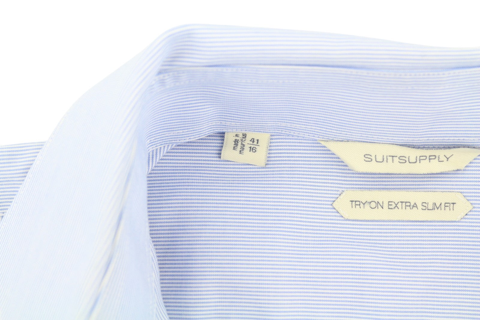 SUITSUPPLY Try On Extra Slim Fit Men Formal Shirt 41 / 16 Blue Pinstriped Button